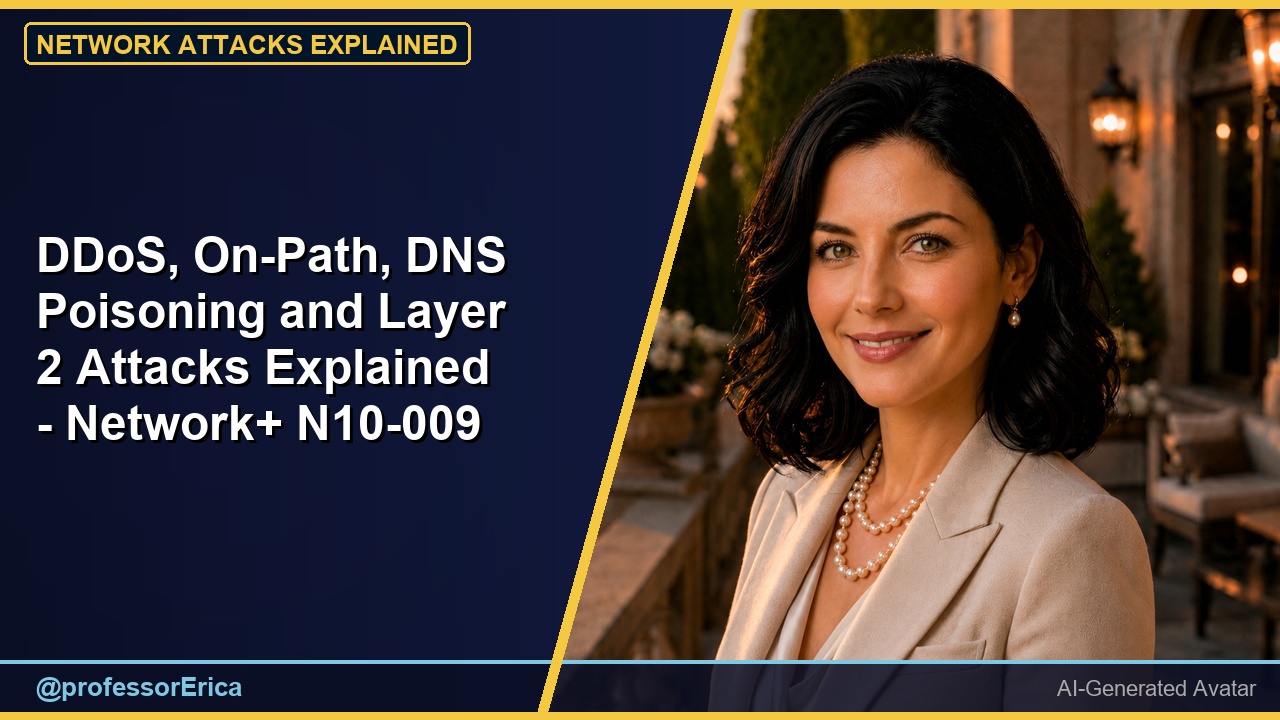 DDoS, On-Path, DNS Poisoning and Layer 2 Attacks Explained - Network+ N10-009