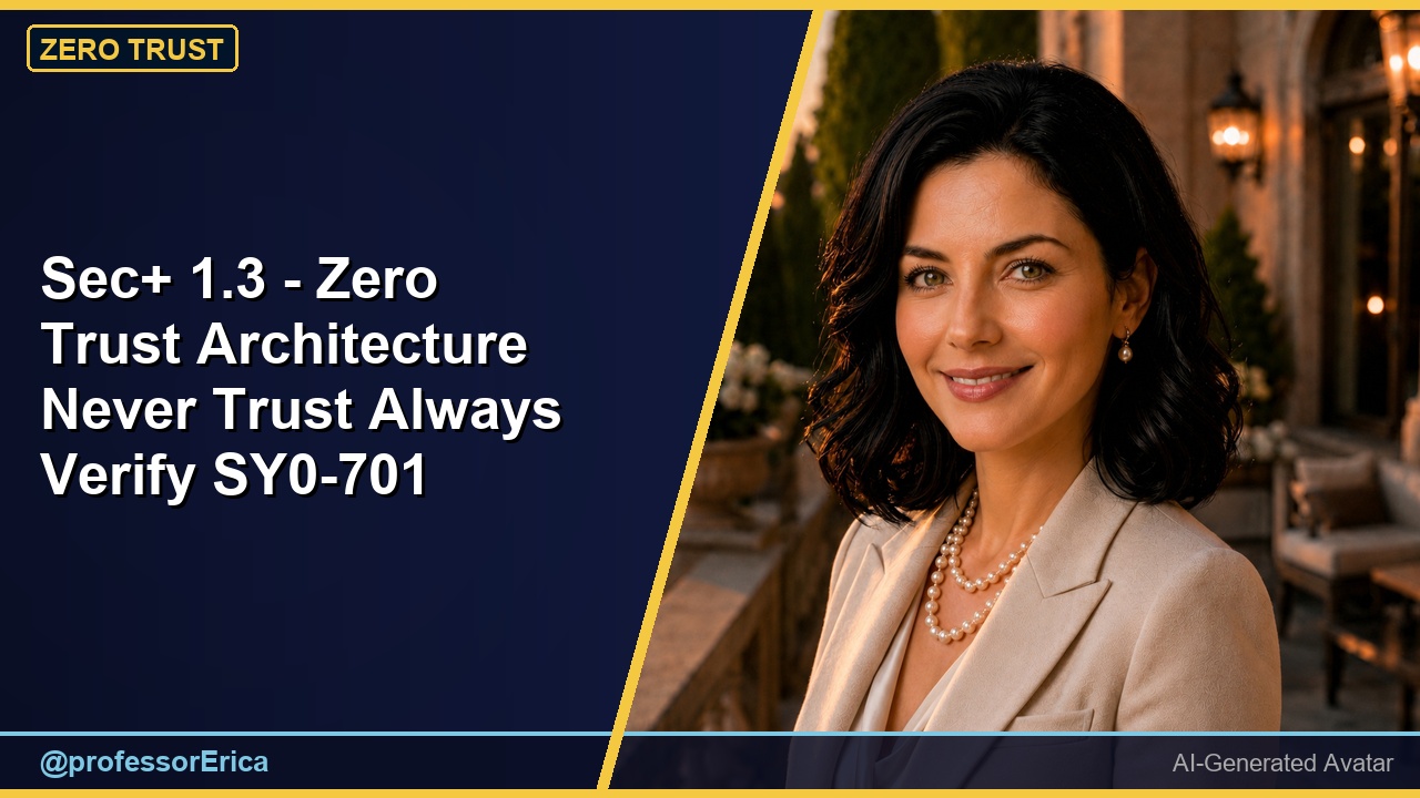 Sec+ 1.3 - Zero Trust Architecture Never Trust Always Verify SY0-701